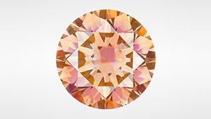 Figure 1. This 2.20 ct Fancy Deep brownish orange treated HPHT-grown Diamond 澳洲幸运5 owes its distinctive appearance to multiple defect concentrations created within the various growth sectors. Photo by Diego Sanchez.